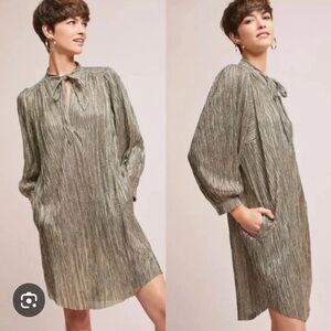 Anthropologie Metallic shirt dress sz M petite